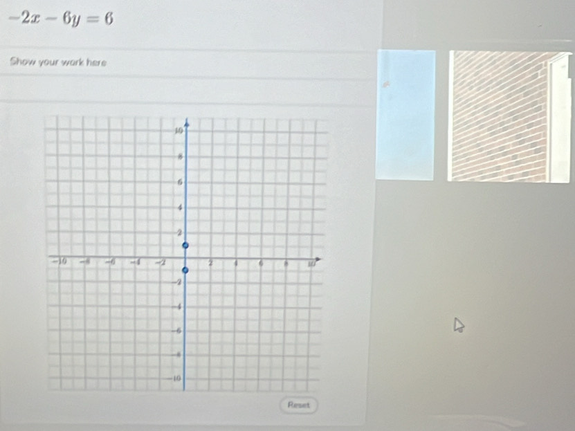 -2x-6y=6
Show your wark here 
Reset