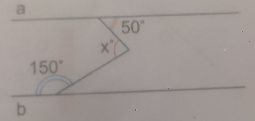 a
50°
X°
150°
b