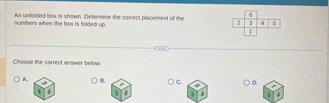 Solved: An unfolded box is shown. Determine the correct placement of ...