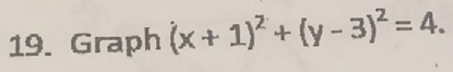 Graph (x+1)^2+(y-3)^2=4.