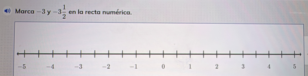 Marca −3 y -3 1/2  en la recta numérica.