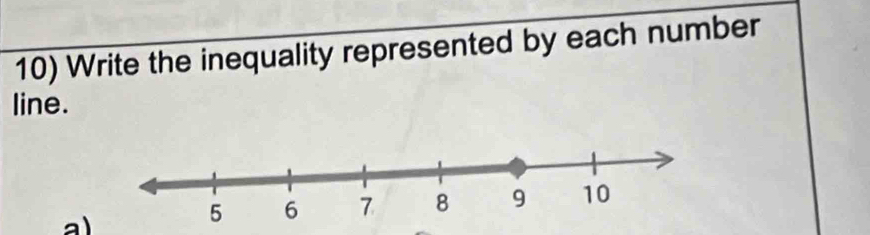 Write the inequality represented by each number 
line. 
al