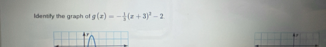 Identify the graph of g(x)=- 1/3 (x+3)^2-2