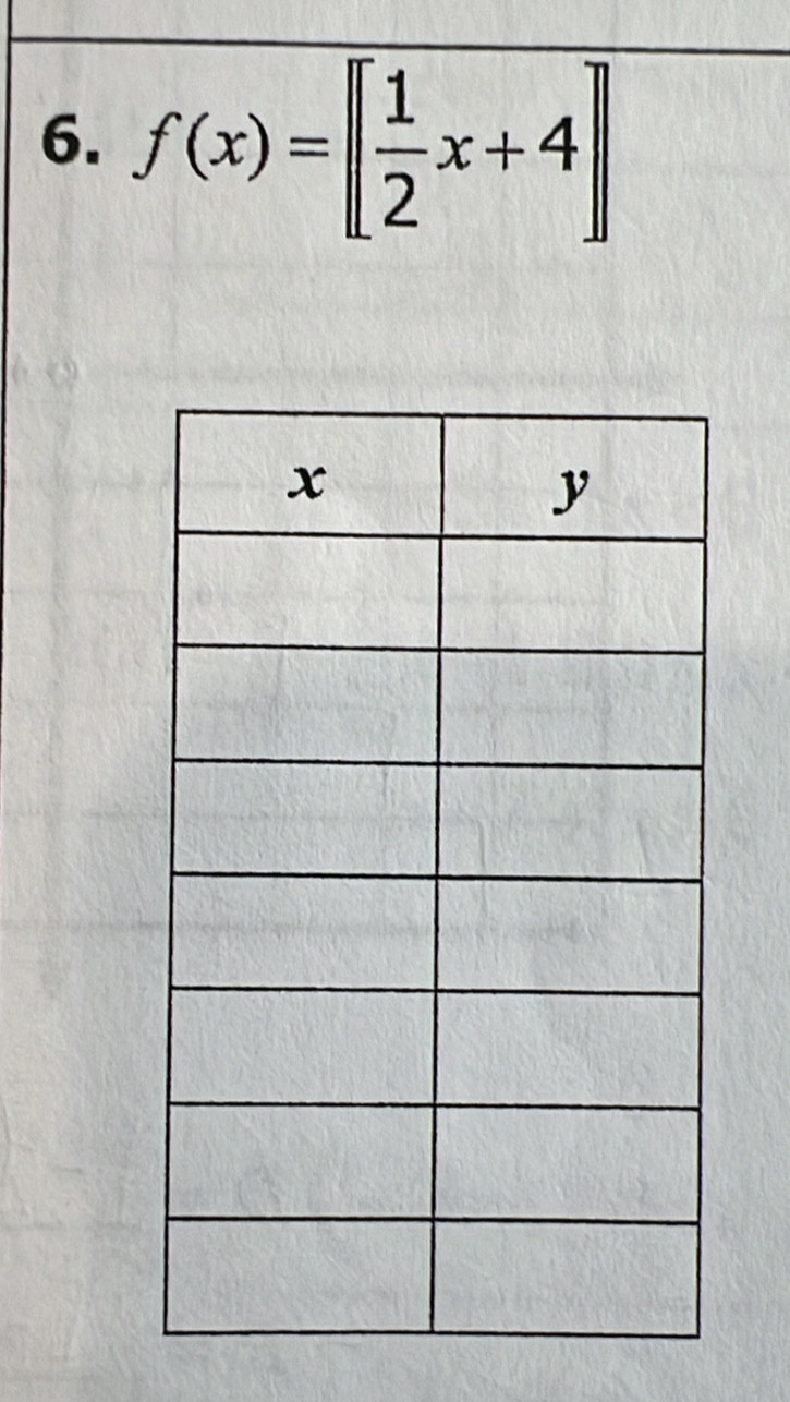 f(x)=[ 1/2 x+4]