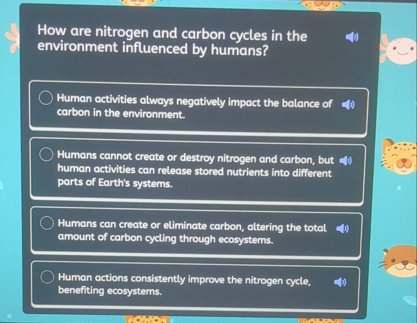 Solved: How are nitrogen and carbon cycles in the environment ...