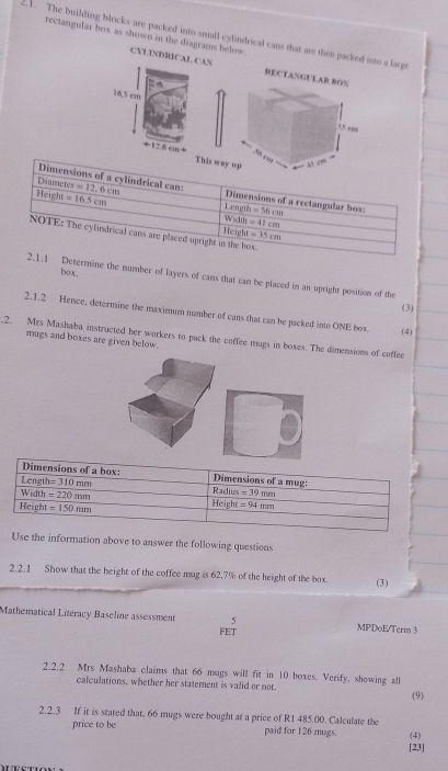 Solved: rectangular box as shown in the diagrams below . 2.1. The ...