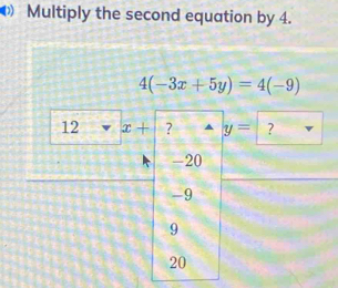 Multiply the second equation by 4.