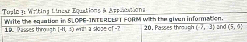 Linear Equations & Applications