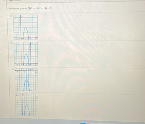 Ideritify the graph of f(s)=-3s^2-12s-8