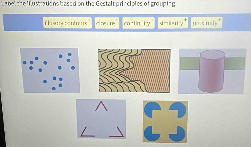 Solved: Label the illustrations based on the Gestalt principles of ...