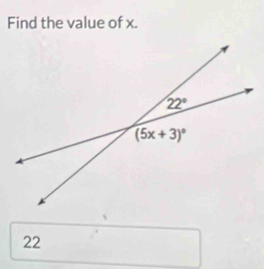 Find the value of x.
22