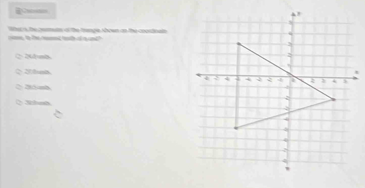 What s, he permute of the trangie shown on the coordinale
r tave, to the cemest teute of a and?
2× 244 unts
Q 2 tunts.
0 285anh
Q 3ants