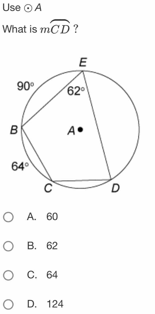 Use odot A
What is moverline CD ?
A. 60
B. 62
C. 64
D. 124