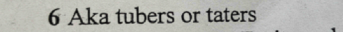 6 Aka tubers or taters