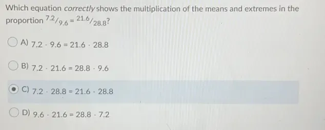 Solved: Which equation correct/yshows the multiplication of the means ...