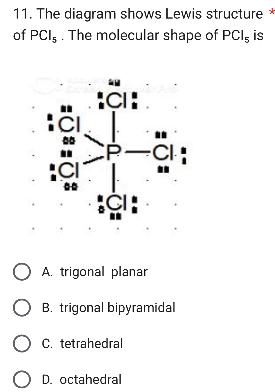 Selesai:The diagram shows Lewis structure * of PCl_5. The molecular ...
