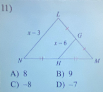 A) 8 B) 9
C) -8 D) -7