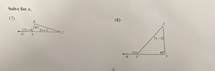 Solve for x.
17)
18)
-2-