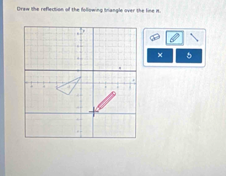 Draw the reflection of the following triangle over the line 1. 
×