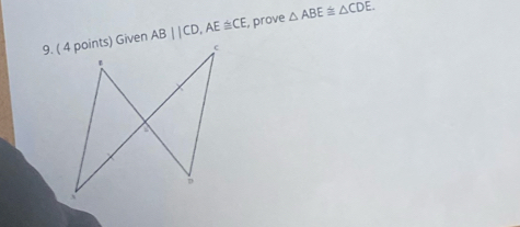 AB||CD, AE≌ CE , prove △ ABE≌ △ CDE.