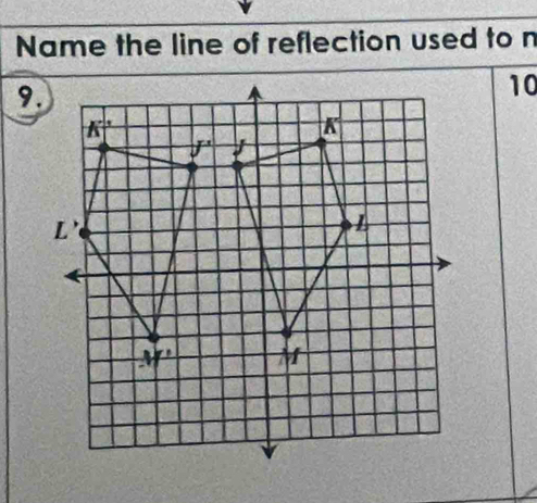 Name the line of reflection used to n
10