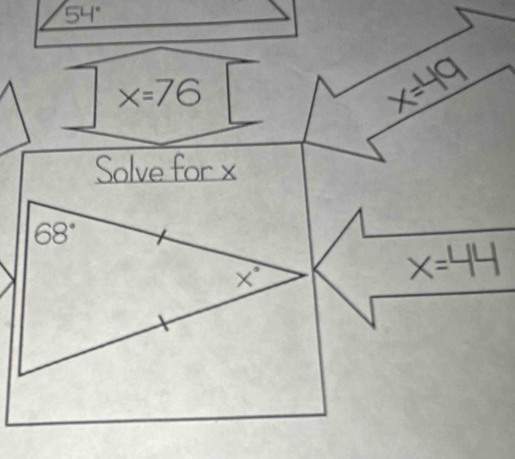 54°
x=76
Solve for x