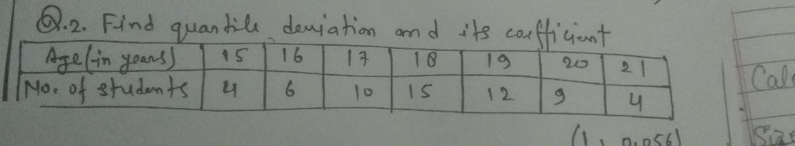 Find quantile demiation and its cot c 
ll 
(1、 0. 0561 as