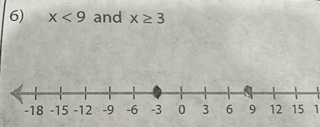 x<9</tex> and x≥ 3
1