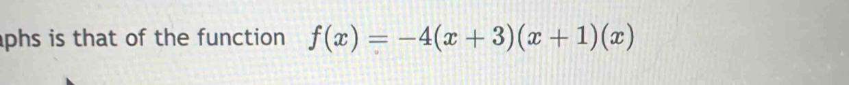 phs is that of the function f(x)=-4(x+3)(x+1)(x)