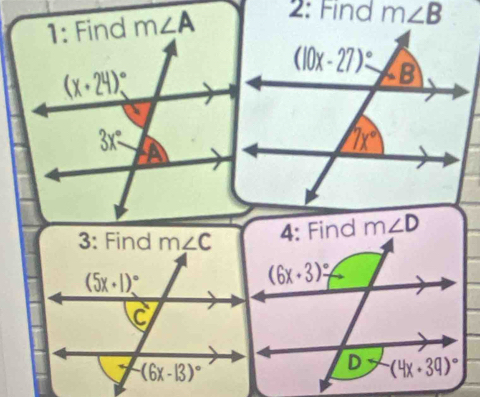 m∠ A 2: Find m∠ B
m∠ D