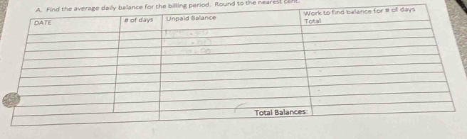 balance for the billing period. Round to the nearest cent.