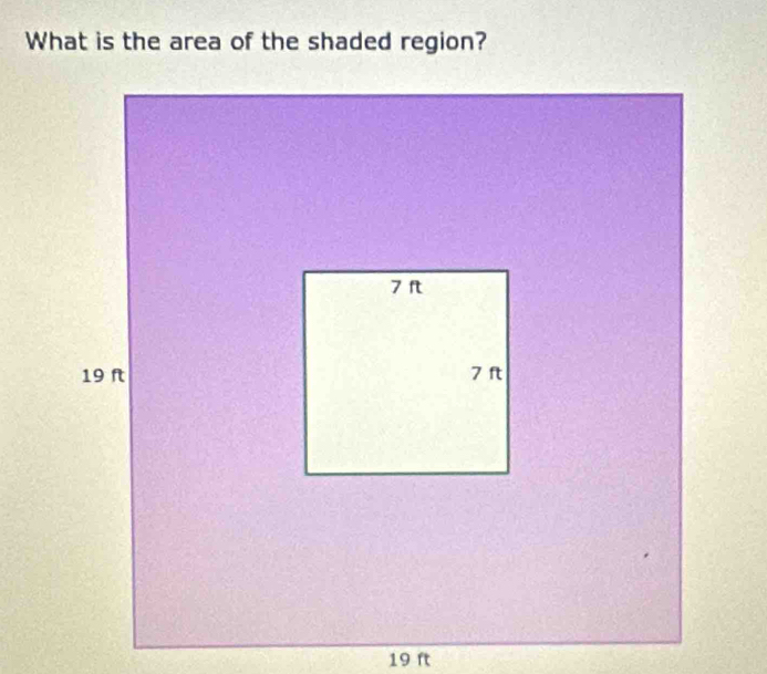 What is the area of the shaded region?
19 ft