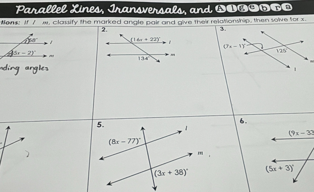 Parallel Lines, Iransversals, and 61छªbt
tio.
6