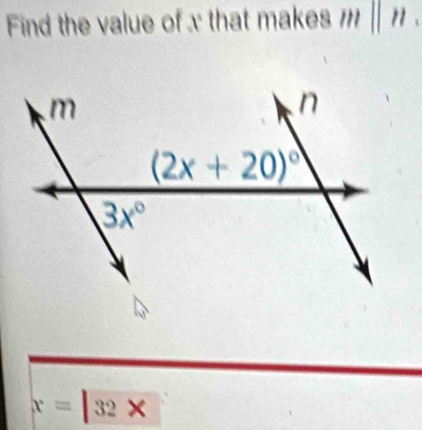 Find the value of x that makes m | n .
x=|32*