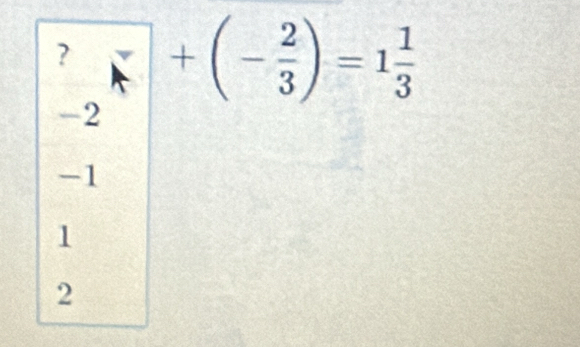 ? 7 |+(- 2/3 )=1 1/3 
-2
-1
1
2