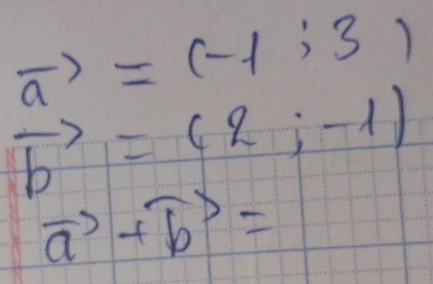 vector a=(-1;3)
vector b=(2,-1)
vector a+vector b=