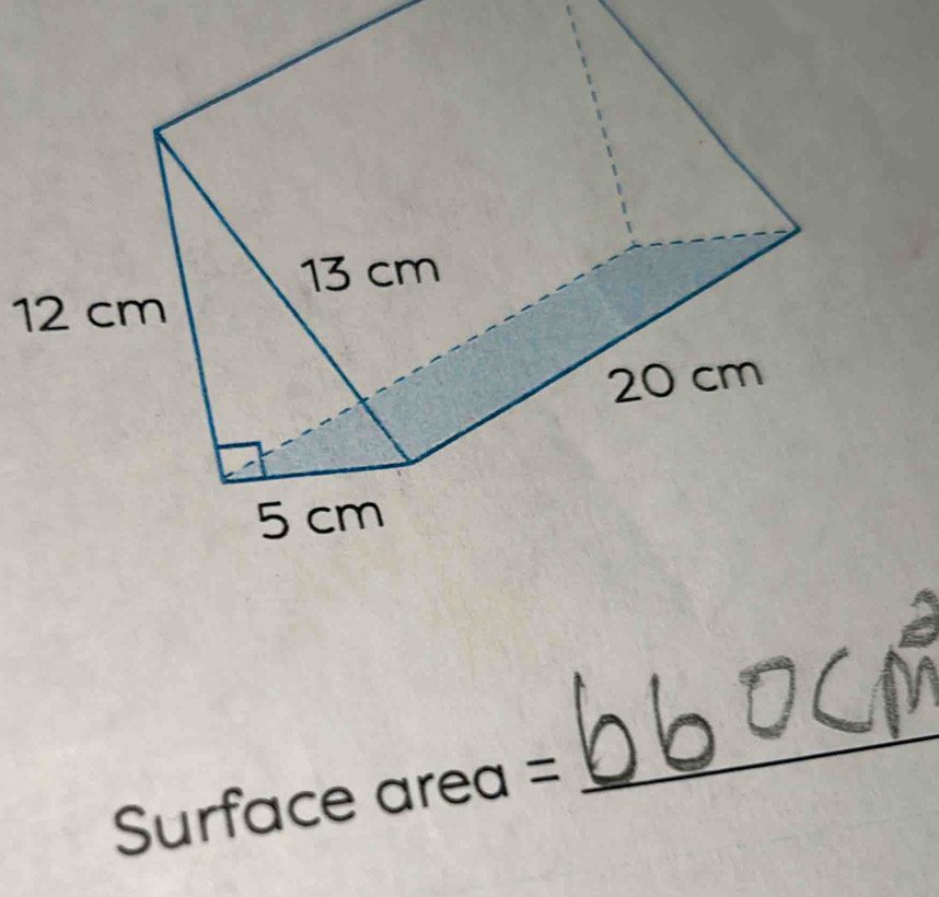 12 cm
Surface area =
_