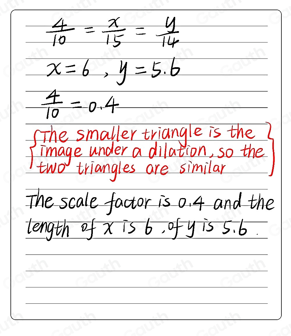 Solved: In the following figure, the smaller triangle is the image of ...