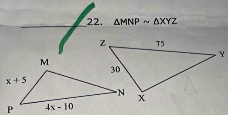 △ MNPsim △ XYZ