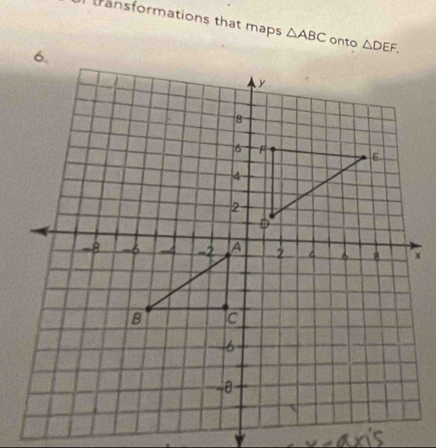 transformations that maps △ ABC onto △ DEF.