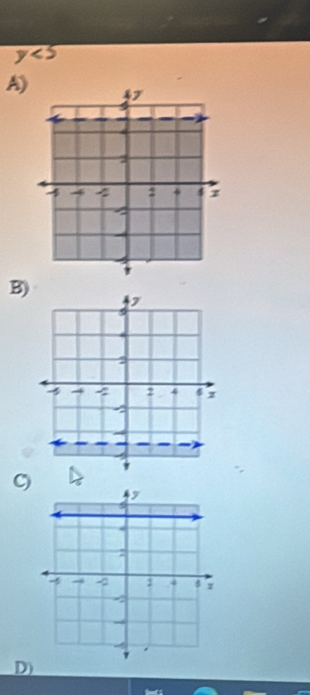 y<5</tex> 
A) 
B) 
C) 
D)