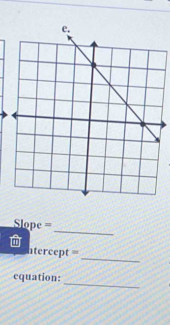 Slope =
_ 
_
ntercept =
_ 
equation: