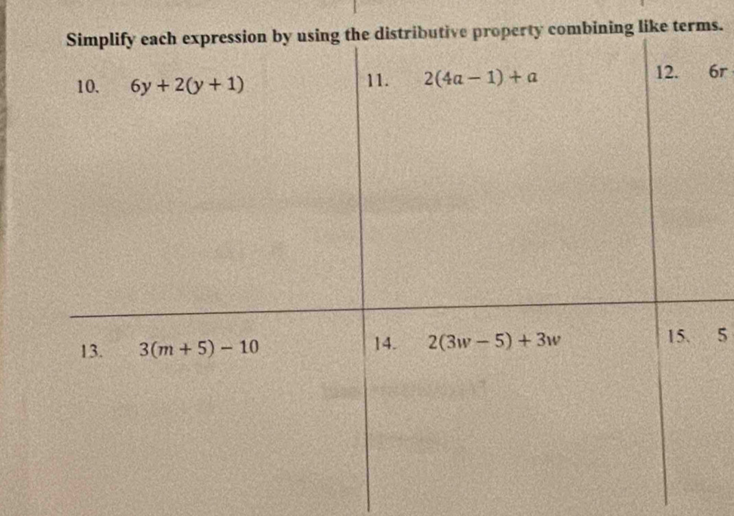 ning like terms.
6r
5