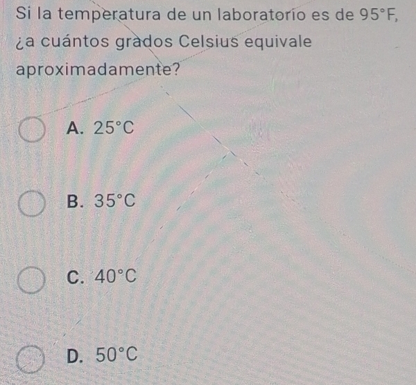 Resuelto:Si la temperatura de un laboratorío es de 95°F, ¿a cuántos ...