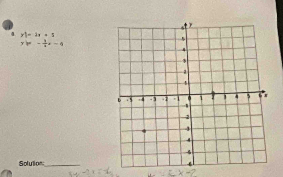 y=2x+5
y=- 3/4 x-6
Solution:_