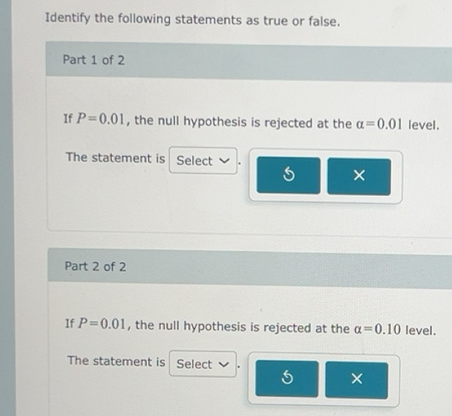 Solved: Identify the following statements as true or false. Part 1 of 2 ...
