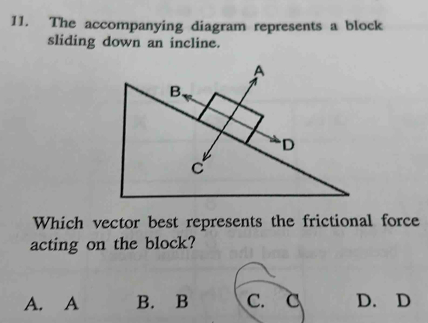 The accompanying diagram represents a block sliding down an incline ...