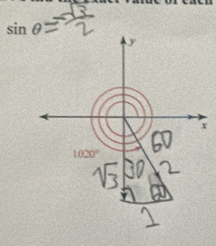 sin θ
y
x
1020°