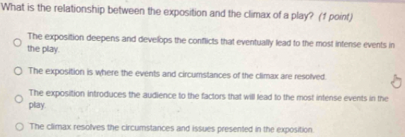 Solved: What is the relationship between the exposition and the climax ...