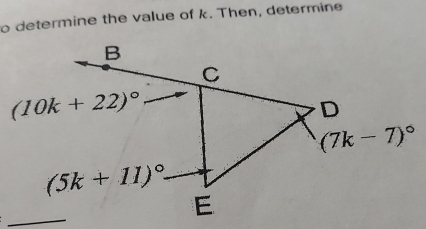 determine the value of k. Then, determine